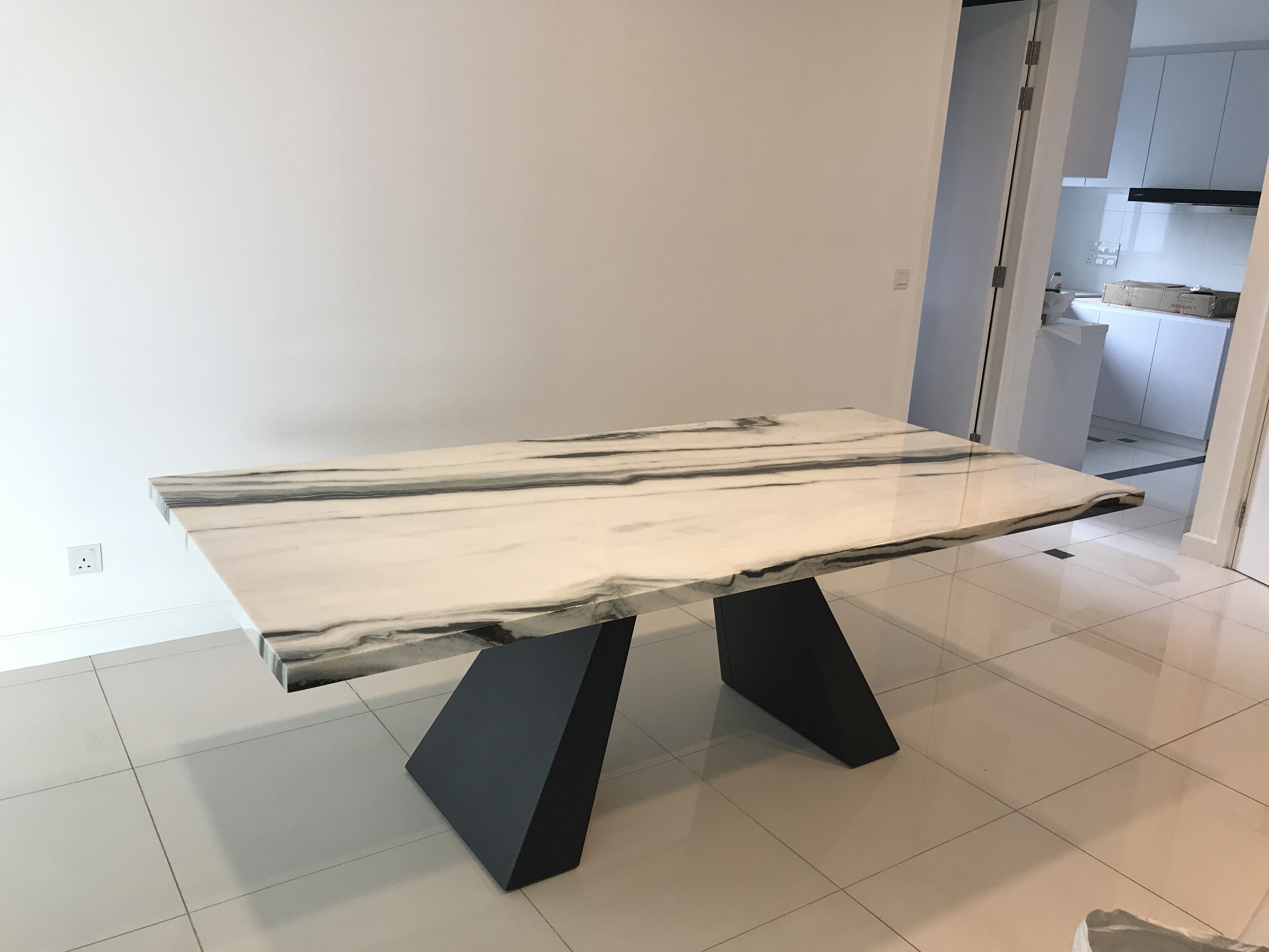 Diba Panda White | Marble Dining Table | Decasa Marble Marble Dining Table