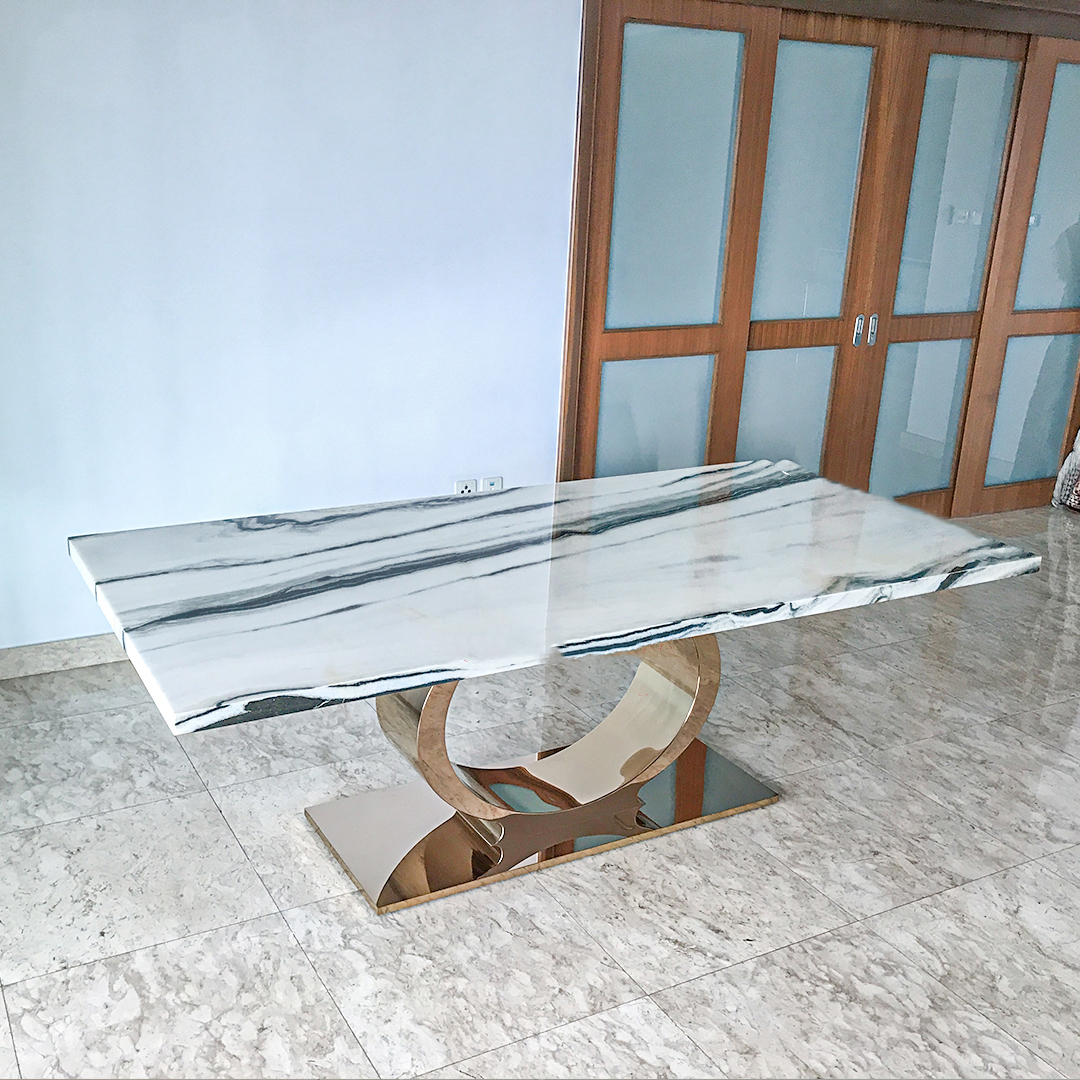 Battlo Panda White | Marble Dining Table | Decasa Marble Marble Dining Table