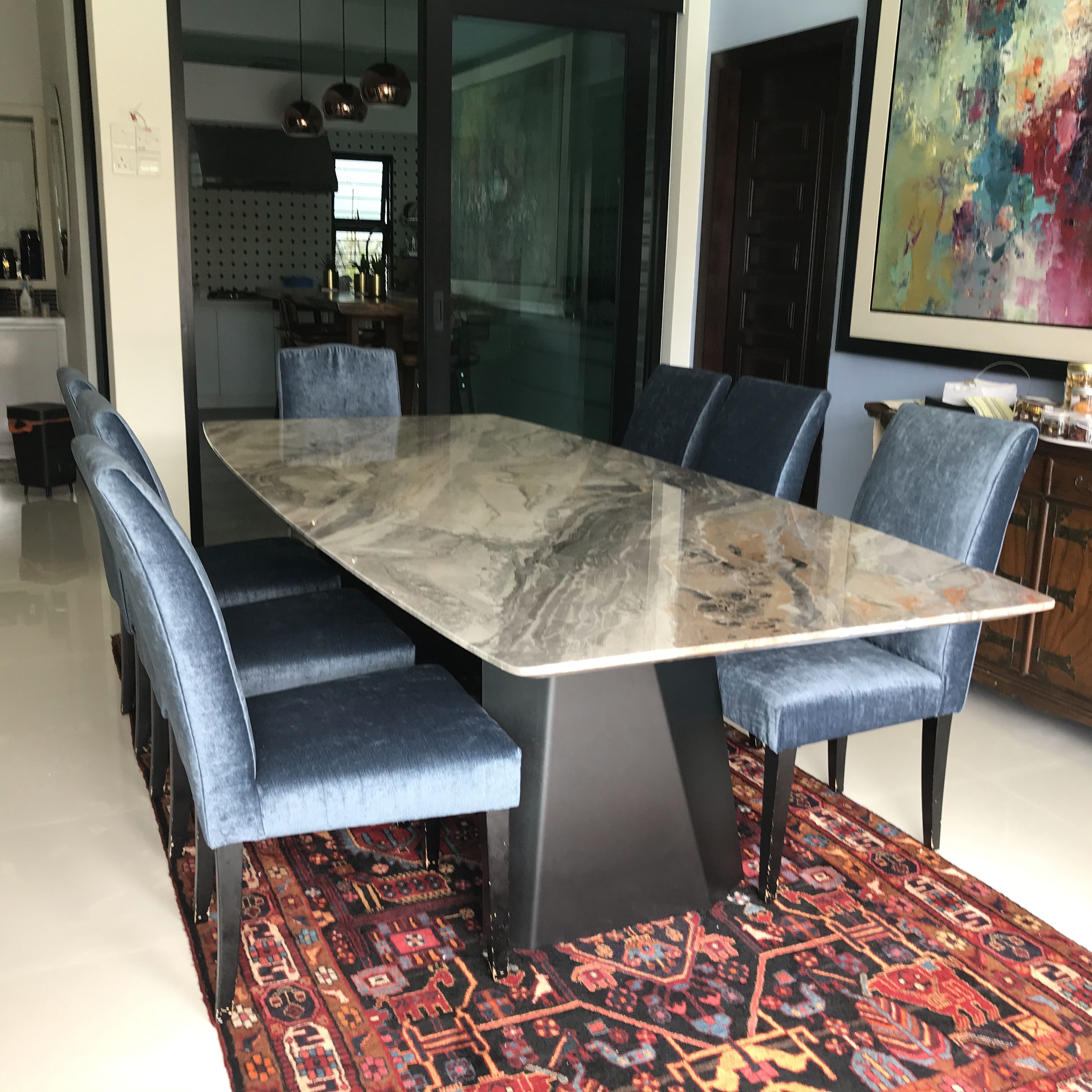 Diba 2-Arabescato Orobico | Marble Dining Table | Decasa Marble Marble Dining Table