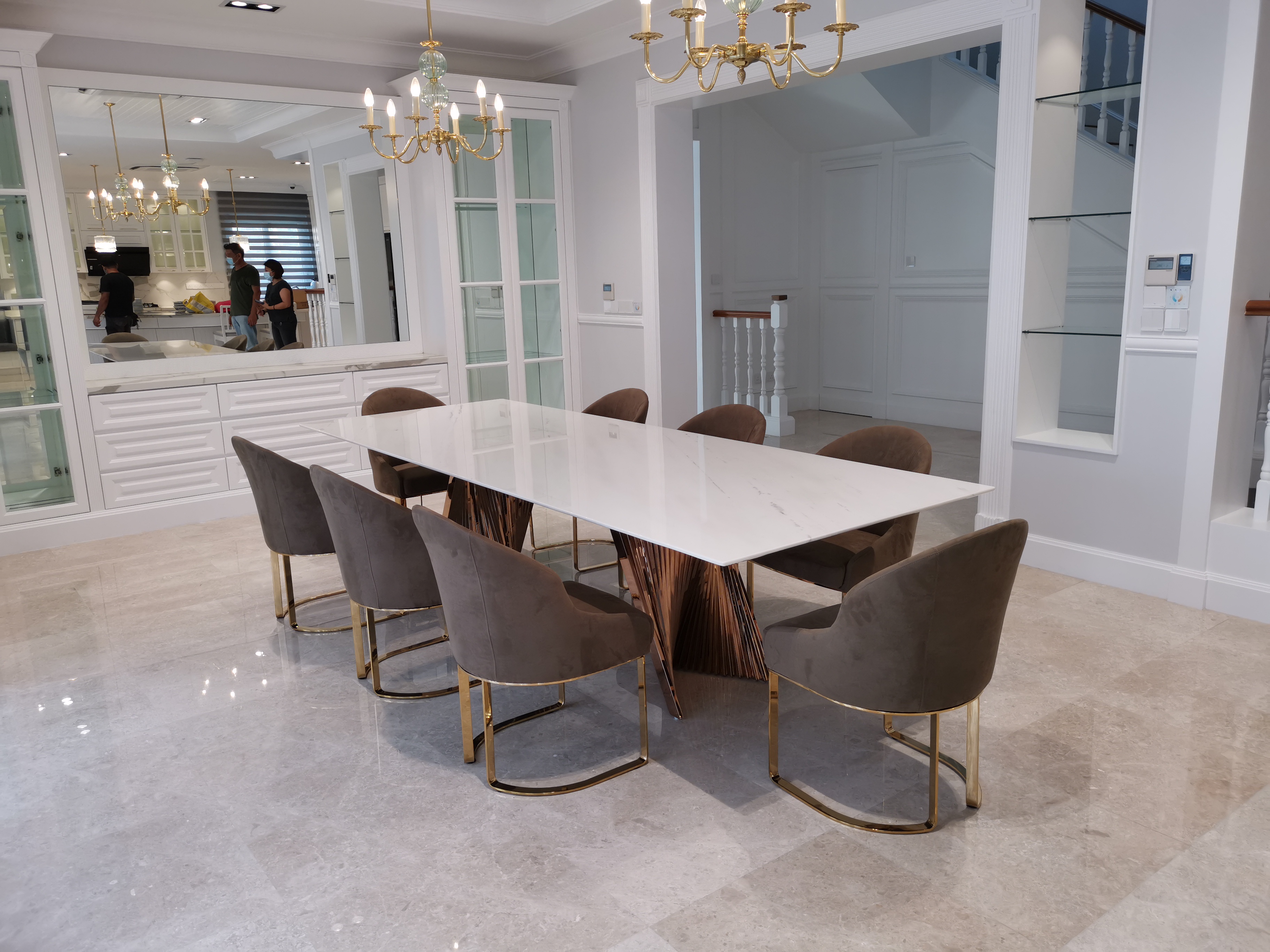 Moore Sivec White | Marble Dining Table | Decasa Marble Marble Dining Table